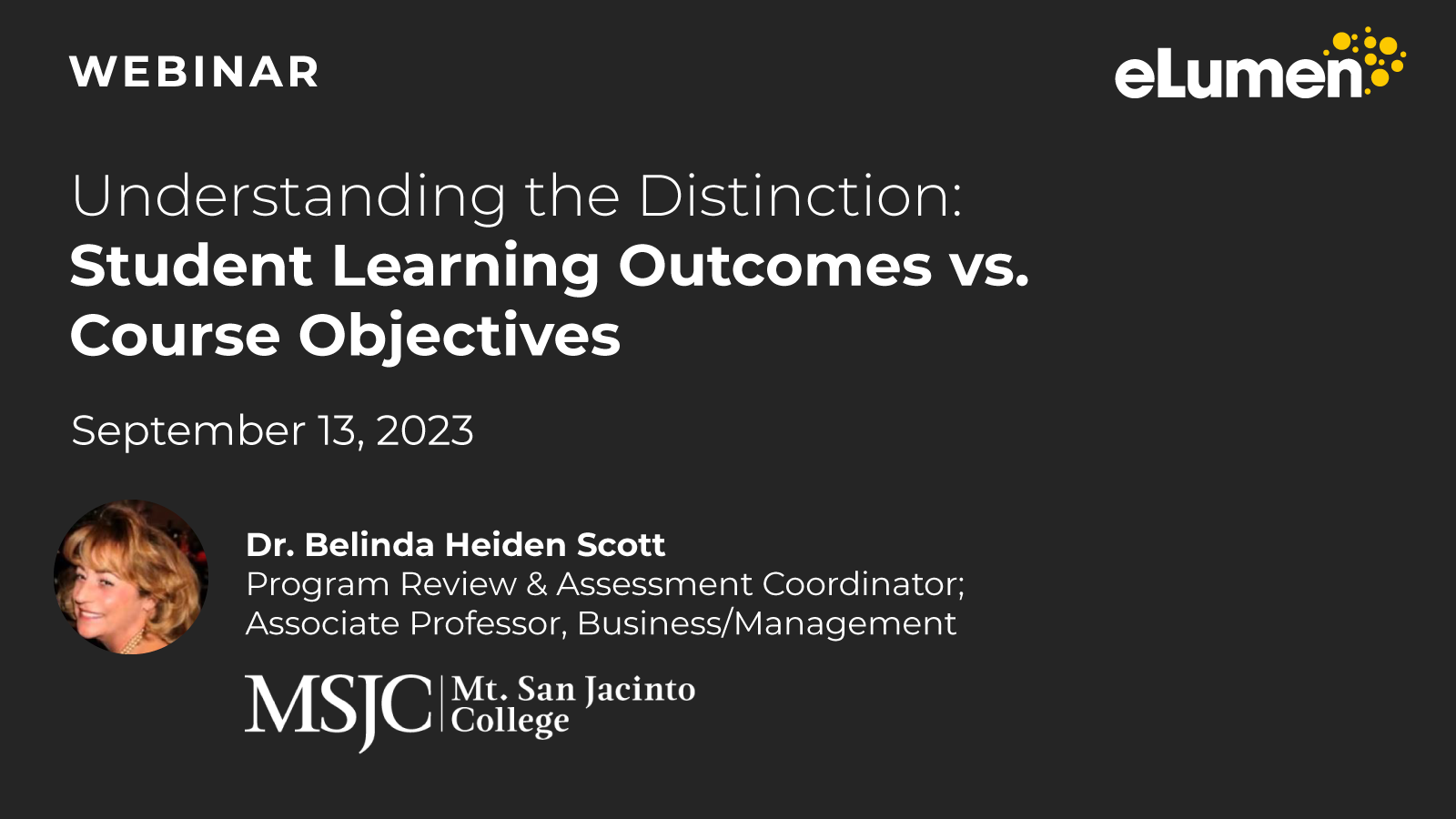 Student Learning Outcomes vs. Course Objectives | eLumen webinars